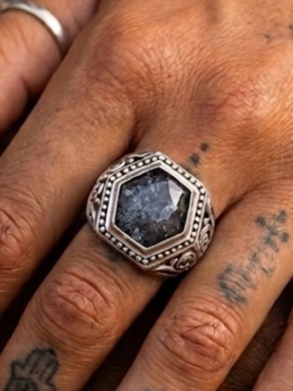 Konstantino Designer Sterling Silver Specular Hematite ring Signed